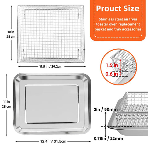 Replacement Air Fryer Tray For TOA 60 65 70 And Similar Sized Convection Toaster Ovens 12.4 By 11 Inches Size Details