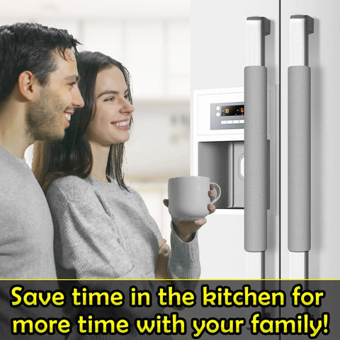 Leather Refrigerator Door Handle Covers 6 Pack Keeps Fridge Microwave Oven Stove And Dishwasher Handles Clean From Oil Stains No Sweat Quick Wipe Kitchen Decor Grey on fridge