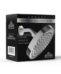 Box of Deluxe Chrome Rainfall Shower Head With 6 Inch Diameter, High-Pressure Jets, Anti-Clog Silicone Nozzles, 2.5 GPM Flow