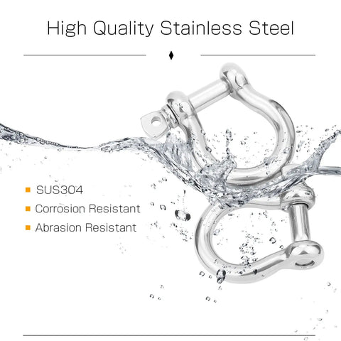 Heavy Duty Marine Grade Stainless Steel Chain Shackles Built Like A Tank To Handle 1400 Pound Rated Capacity Screw Pin Anchor Rigging Hardware Rust Proof Pair in water.