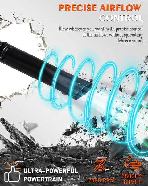 Beast Power Handheld Gas Leaf Blower With 26cc Two Cycle Engine Delivers 180 MPH Air And 380 CFM precise airflow control