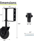 Dimensions of Heavy Duty Gate Wheel 4.3 Inch Spring Loaded For Wooden Metal And Fence Gates With TPR Rubber Bearings Dual Rust Protection 1 Pack