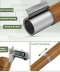 Close-up of Wood Boho Curtain Rods showing heavy duty adjustable rustic finish with imitation wood grain and smooth telescoping detail