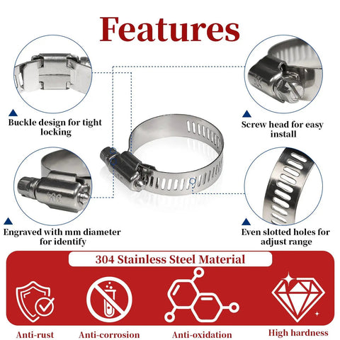 Get This Cool 25 Piece Stainless Steel Hose Clamp Set With Worm Gear Design Perfect For Auto And Home Jobs Ranging From Quarter To Two Inches. 304 stainless steel worm gear clamp with adjustable slotted band