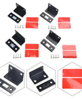 Ultra Slim Magnetic Cabinet Catch for Doors and Closets, black finish, screws, showing latch parts and installation pads