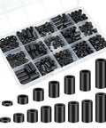All In One Electrical Outlet Spacer Set With 1725 Nylon Spacers And 345 Screws M3 And M4 Black Round Spacers For Switch Receptacles And Receptacles Enclosures Insulated Protection Wide Size Range Built To Last black nylon spacers in organizer tray