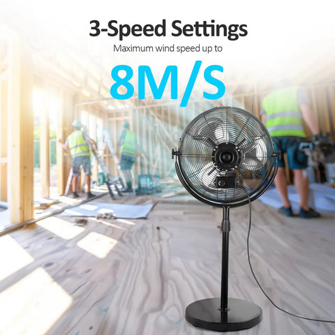 Beefy 20 Inch High Velocity Pedestal Fan With Adjustable Height And Tilt For Industrial And Home Use Metal Standing Fan