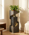 35.4 Inch Tall Indoor Outdoor Dope Waterfall Fountain With LED Lights, floor standing garden water feature in living room