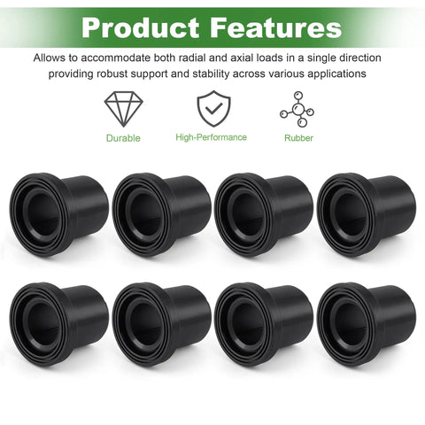 Heavy Duty Eight Piece Suspension Control Arm Bushing Kit Built Different For Smooth John Deere Gator Xuv 625i 825i 855d showing durable black rubber bushings.