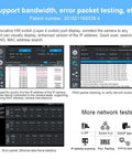 Screenshot of WANLUTECH network tool interface with IP address scanning, error packet testing, and Ethernet frame statistics.
