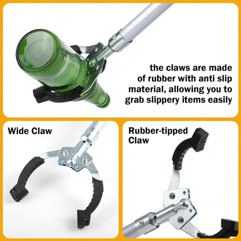 Four Pack 39 Inch Reacher Grabber Tools With Rotating Jaw Long Reach Pick Up Tool Set For Outdoor Cleanup And Trash Pickup Lightweight Aluminum Reachers For Cleaning Yards And Garages