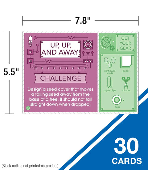 Hands-On STEM Challenges Learning Cards For Grades 2 To 5 Science Kits With Fun Facts And Real-World Projects Across Physical Life Earth And Space Science For Curious Kids, 7.8 x 5.5 in, 30 cards