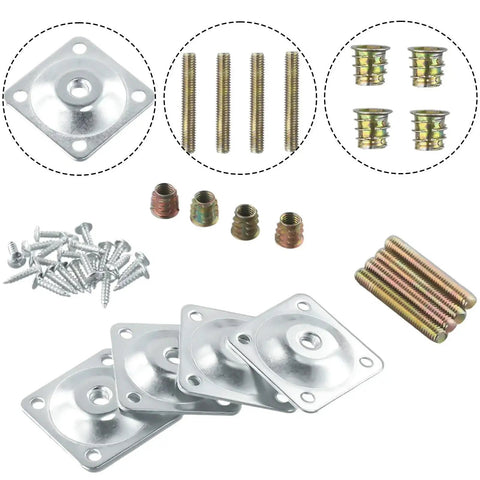 Heavy Duty Furniture Leg Brackets And Mounting Plates Set With Sturdy Metal Dowels For Couch And Table Base Upgrade No Fuss Leveling Fix Simple Weekend Repair 20 Piece Bundle