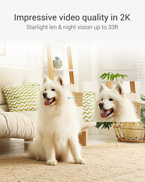 4MP Indoor Camera With Pan Tilt For Baby And Pet Monitoring, AI Human And Pet Detection, Wave Hand Recognition, Voice Activity Alerts, Starlight Color Night Vision, 2.4/5 GHz Dual Band WiFi, C6