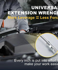 Mechanic using 2 Piece Wrench Extender Tool Set With Slim 13.4 Inch Design For Easy Leverage And Quick Access under car hood.
