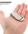 4 Pack Metal Spring Latch Draw Latch Cabinet Door Hardware With Easy Install And Versatile Use, Silver Finish shown in hand