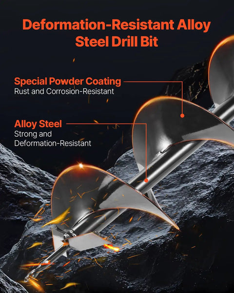 Deformation-resistant alloy steel drill bit of powerful electric post hole digger with 1500W motor 5.91 inch auger bit