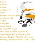 Badass Portable Electric Electrostatic Powder Spray Gun Kit With Slick 10 To 15 Psi Performance and Five Stage Build, yellow handheld design