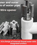 Premium 2-In-1 Internal And External Pipe Threading Tool Kit For Diy Plumbing Repairs showing threading dies on PVC pipe.