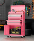 8 Drawer Rolling Tool Chest With Wheels Lockable 2 In 1 Detachable Tool Cabinet With Drawers And Black Liners Pink