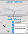 Installation guide for Pipe Stair Handrail 3 Ft Heavy Duty Metal Rail Built To Last Indoor And Outdoor Use Wall Mount Safety Handle