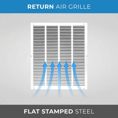 16x22 Return Air Vent Grille For Wall Or Ceiling Duct Opening With Flat Stamped Face In White Finish Durable Grille Cover