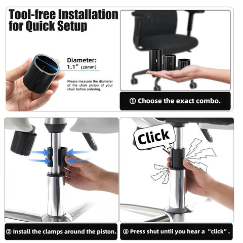 4 Pack Office Chair Cylinder Clamp Replacement No Tools Needed Quick Fix For Sinking Chairs Up To 5 Inches Fits 28mm Piston