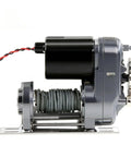 Ultimate Metal Electric Remote Control Winch Upgrade For Hyper Go And Mjx H8H Maker Mk07 RC Crawler Car side view with synthetic rope.