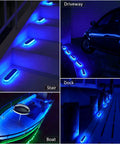Blue Solar Dock Deck Lights No Wiring Easy Install Stick On Outdoor Waterproof Step Lights for stairs, driveway, deck, and boat