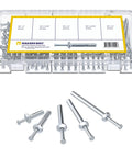 Concrete Anchors Assortment Kit With 100 Pieces Hammer Drive Nails One Quarter Inch Diameter One To Three Inch Length Zinc Coated Masonry Anchors For Concrete Brick And Stone Indoor And Outdoor Use