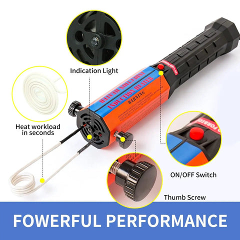 Handheld Magnetic Induction Heater For Rusted Screws And Bolts Removal With 3 Coils 110V 1300W showing features and design