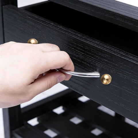 Hand opening drawer with premium brass decorative screws with caps on furniture