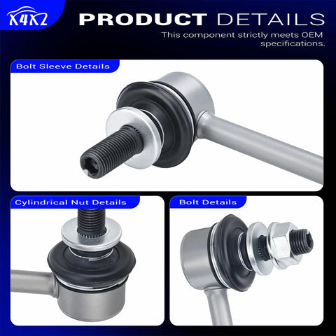 K750043 Zinc Nickel Alloy Front Stabilizer Sway Bar Links Fits 06 18 Toyota Rav4 Prius Plug-In Prius V Corolla Im with bolt sleeve details