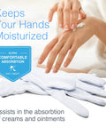 Moisturizing Eczema Cotton Gloves Extra Large 24 Pairs For Dry Hands Hydration showing hand applying cream with gloves beside