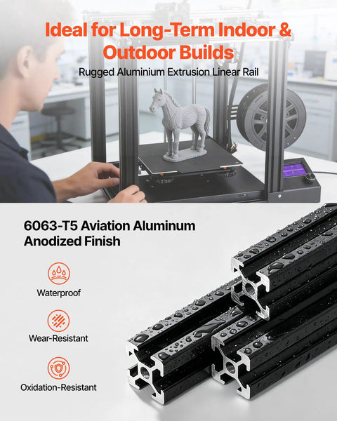 Beefy 10 Pack 23.62 Inch Aluminum Extrusion Profile with T Slot European Standard Anodized Linear Rail for 3D Printer