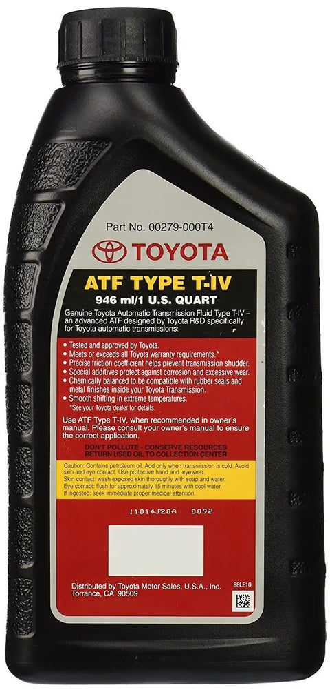 Toyota T IV T4 Automatic Transmission Fluid Six Pack 192 Ounces Per Bottle ready to install universal fit for most vehicles