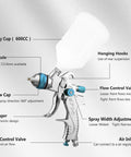 High Volume Low Pressure Spray Gun Kit With Three Included Nozzles Size 1.4 1.7 And 2.0 Millimeters for auto painting, detailed spray gun parts.