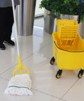 35 Quart Commercial Mop Bucket With Side Press Wringer On Wheels Included Industrial Mop Yellow for floor cleaning