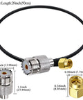 SMA To UHF Coax Extension Cable 20 Inch RG58 50 Ohm Plug And Play Pigtail For CB Ham Radio And WiFi Antennas, Connectors Detailed View