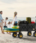 All Terrain Beach Wagon With 10 Inch Inflatable Wheels For Sand And Grass Collapsible Foldable Wagon Cart on beach