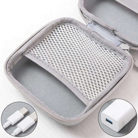 Tough As Nails Travel Electronics Organizer Case Premium Eva Shockproof Tech Pouch For Laptop Charger Waterproof Cable Bag For Power Bank Earbuds And Adapters Snug Gadget Stash Gray with mesh interior and USB ports.