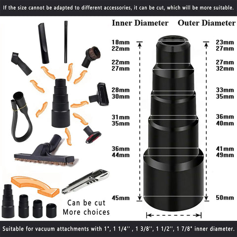 12 Piece Universal Vacuum Attachment Kit With Hair Brush And Flexible Crevice Tool Pro Grade Wet Dry Shop Vac Accessories Adapters