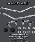 Adjustable Steering Drag Link Kit For Craftsman Lawn Tractors Replacement Left And Right Sides With Pivot Link And Sector Gear Dust Cap Durable OEM Style Parts Fits 532436884 532436885 And Similar Models, shown with drag links and hardware