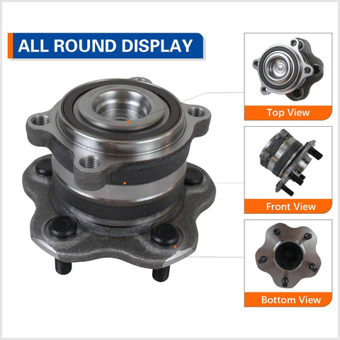 Rear Wheel Bearing And Hub Assembly With ABS For 2007 2008 Nissan Altima, 2009 To 2019 Maxima shown in multiple views