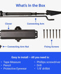 No Slam Hydraulic Door Closer For Homes With Auto Close And Easy Open Arm Grade 3 Slow Close Hinge with connecting components