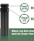 Heavy Duty 7 Spline Tuner Lug Nut Key With Dual Hex 13/16 And 7/8 Inch Sockets showing 3.5-inch tall tool with hex openings.