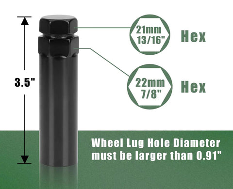 Heavy Duty 7 Spline Tuner Lug Nut Key With Dual Hex 13/16 And 7/8 Inch Sockets showing 3.5-inch tall tool with hex openings.