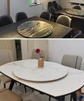 Dining tables featuring an Extra Large Lazy Susan Turntable For Dining Table 20 Inch Wooden Rotating Serving Tray For Kitchen Organization Black Round Serving Platter Perfect For Parties And Get Togethers