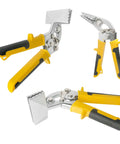 3 Inch Hand Seamers Sheet Metal Bender Tool with straight jaw, ergonomic handle, durable alloy steel, shown from multiple angles.