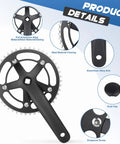 46T 170mm Aluminum Alloy Square Crankset For Single Speed And Fixed Gear Bikes E Bikes Road And Cruiser Bikes Beefed Up 170mm Crank Arm Lightweight Chainring For Robust Performance detail view